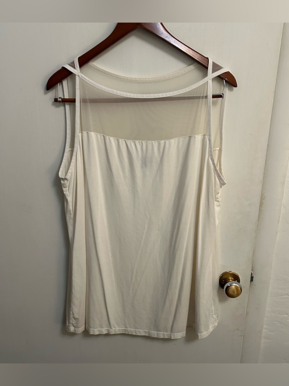 Lauren Ralph Lauren Sleeveless Top Illusion Neck Womens Plus 2X Cream Old Money